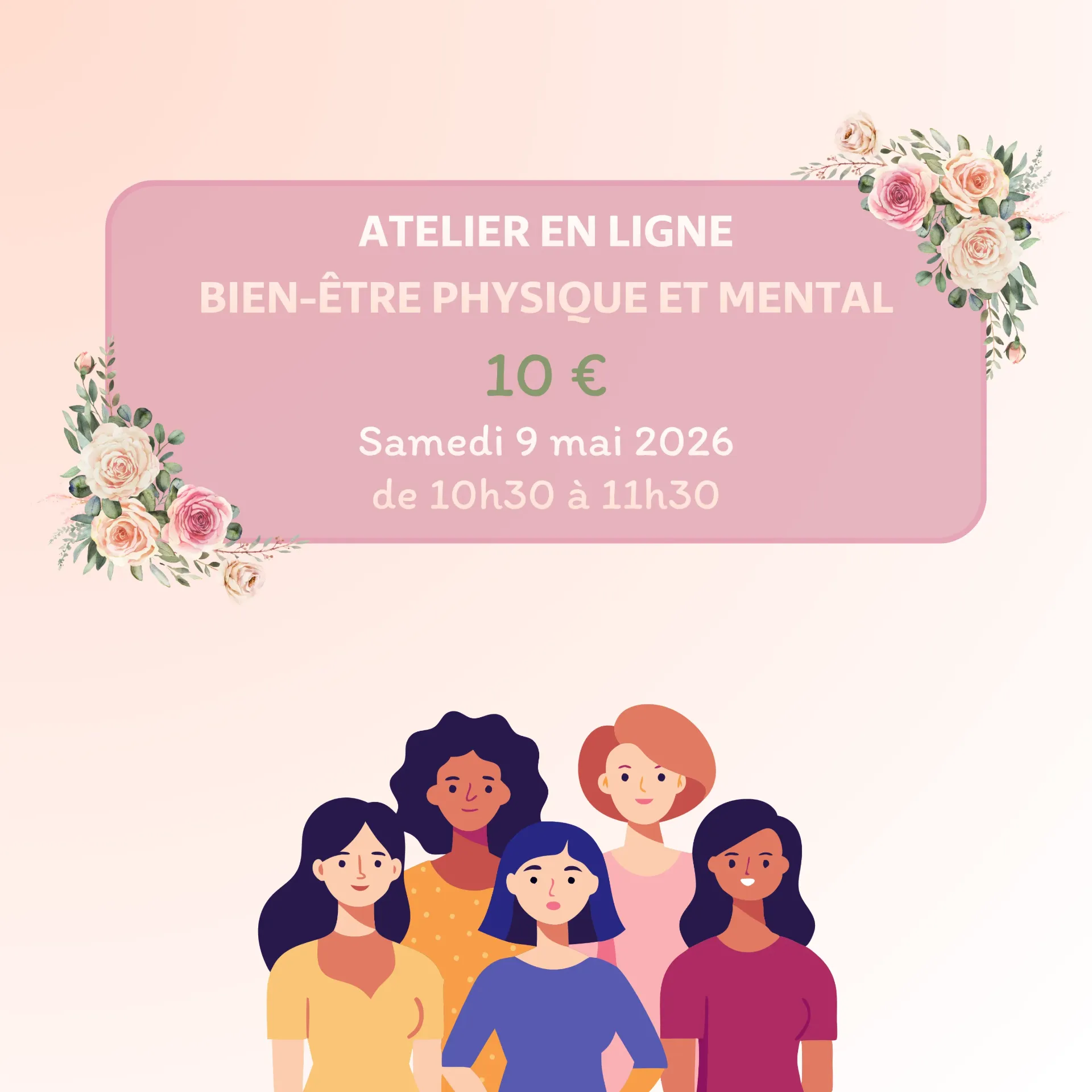Atelier en ligne bien-être physique et mental - Samedi 9 mai 2026 - de 10h30 à 11h30
